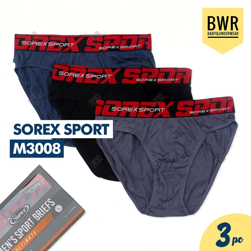 [ 3pc ] CD Sorex M 3008 | Celana Dalam Pria Sorex Karet Boxer M3008 Box ABU - Bwr