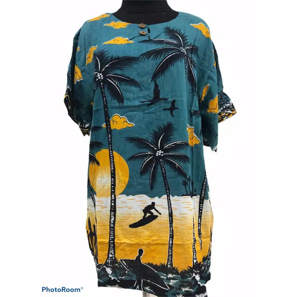 Kaos Pantai Hawaii Motif Kelapa Unisex