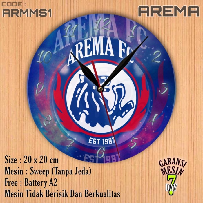 Jam Dinding AREMA MALANG Team Club Klub Sepak bola AREMANIA
