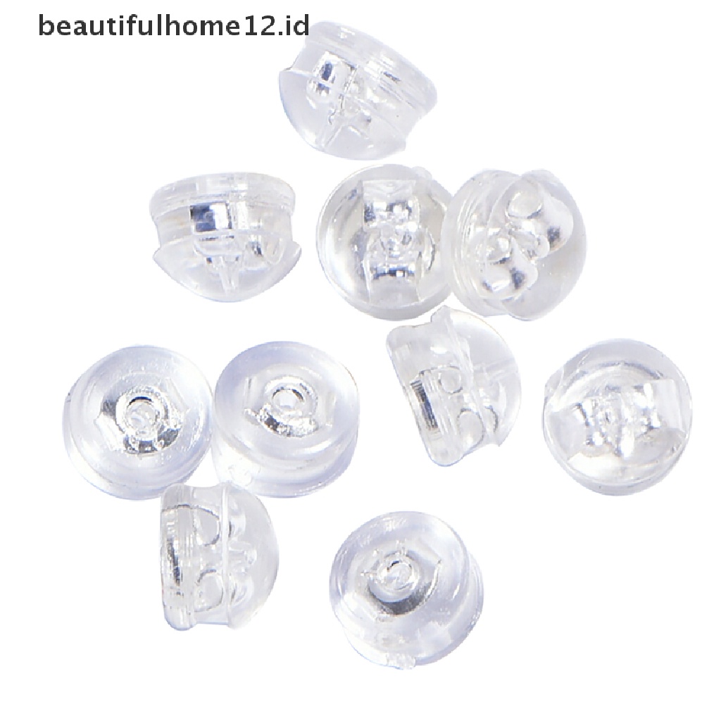 【beautifulhome12.id】 10Pcs Soft Clear Earnuts Earrings Backs Plugs Stoppers Findings Useful Jewelry .