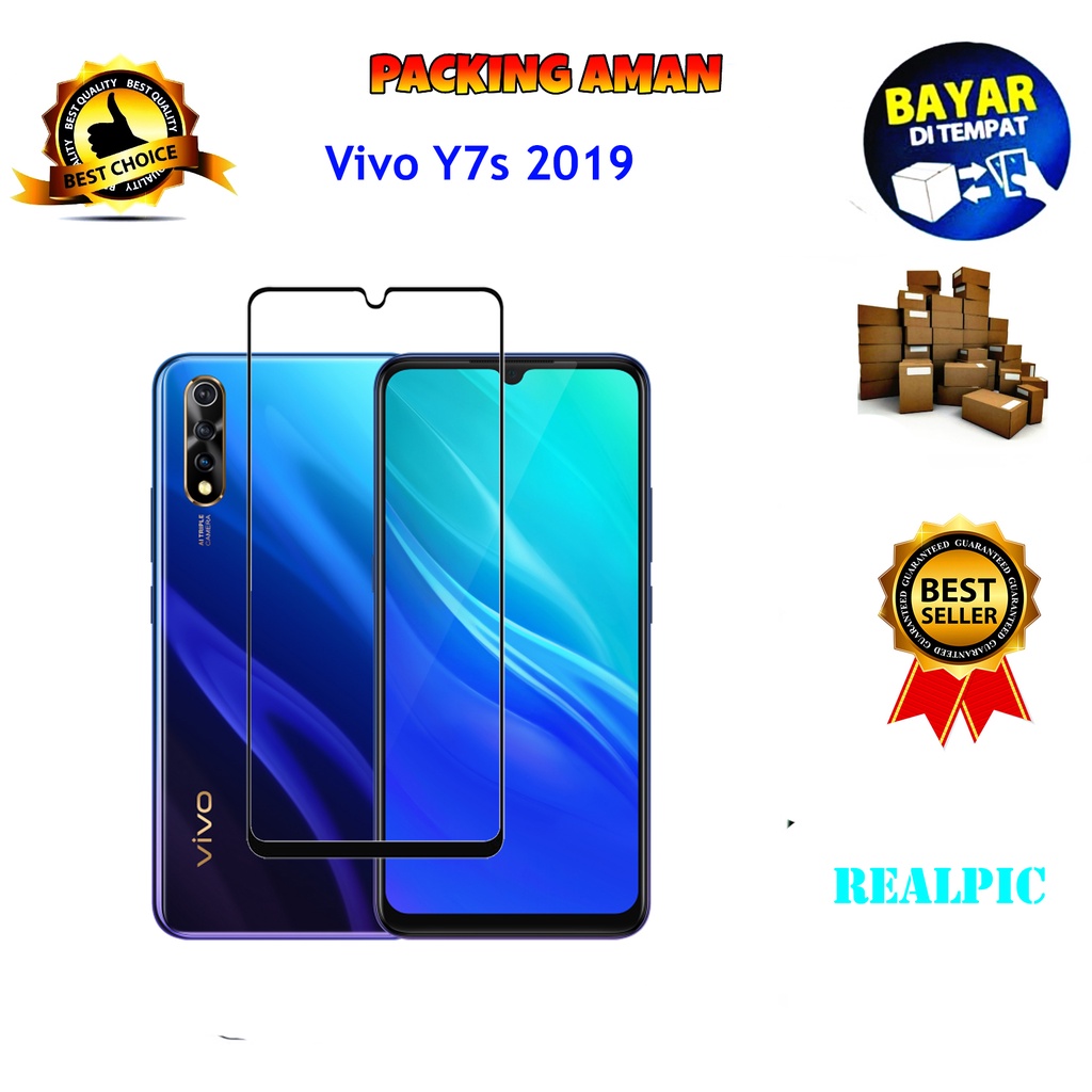 Tempered Glass Vivo Y7s 2019 Full Cover / Full Screen Protector Anti Gores