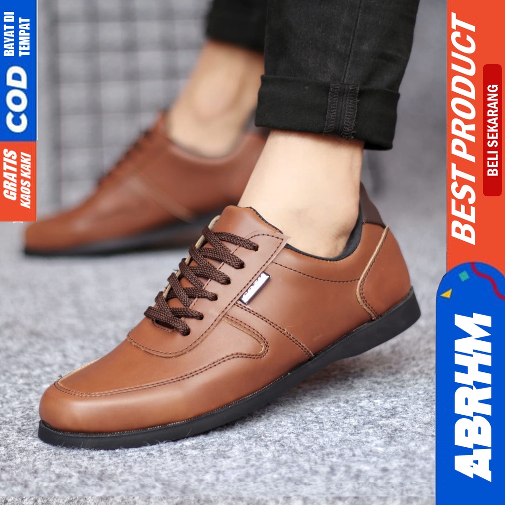 ABRHM COSENZA Sepatu Formal Casual Pria Kulit sintetis Pantofel Cowok Kerja Kantor Kuliah Ori