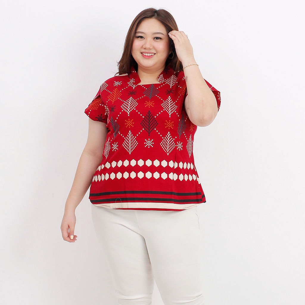 ATASAN BLOUSE BATIK WANITA BIG SIZE 569-Red