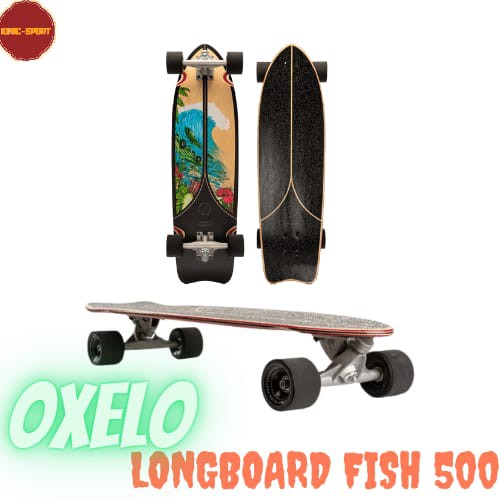 Oxelo Longboard Skateboard Anak Remaja Dewasa Fish 500 Skate Original - Hitam