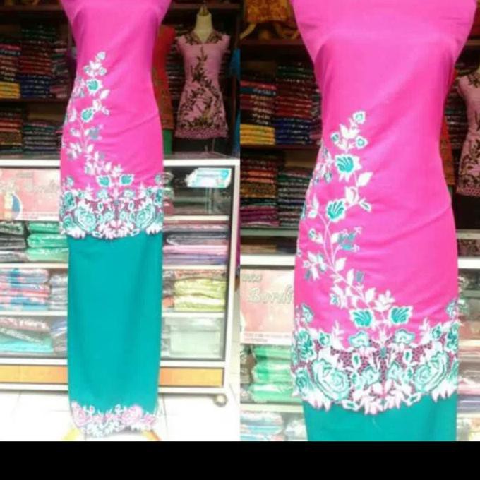 Bukittinggi Original Kain Bordiran Mawar Setangkai Kombinasi Bordiran Sulaman