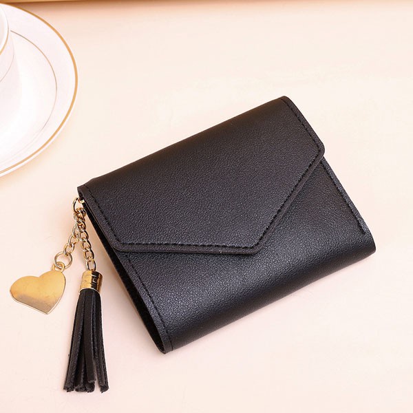 ♥DPS829♥8602 COD Dompet Wanita dompet mini Lipat Kecil Cantik real pic-HITAM