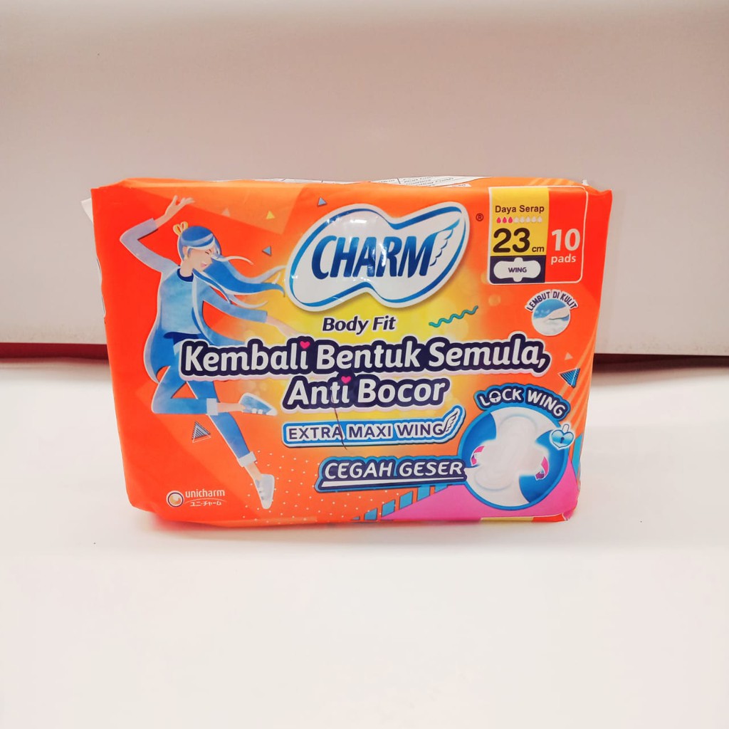 PEMBALUT CHARM BODY FIT EXTRA MAXI WINGS ISI 10 PADS