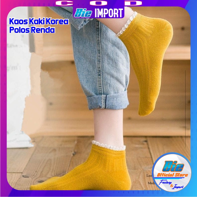 Kaos Kaki Wanita Korea Polos Renda Impor Best Seller