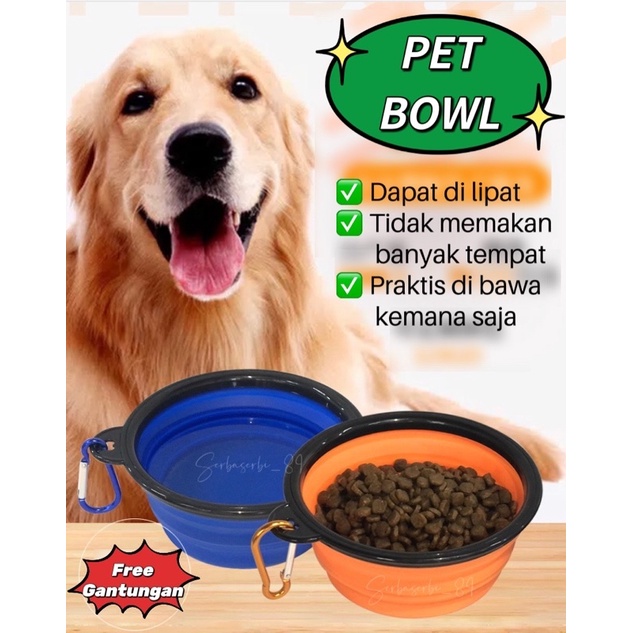 silikon pet bowl lipat mangkok tempat minum hewan anjing kucing