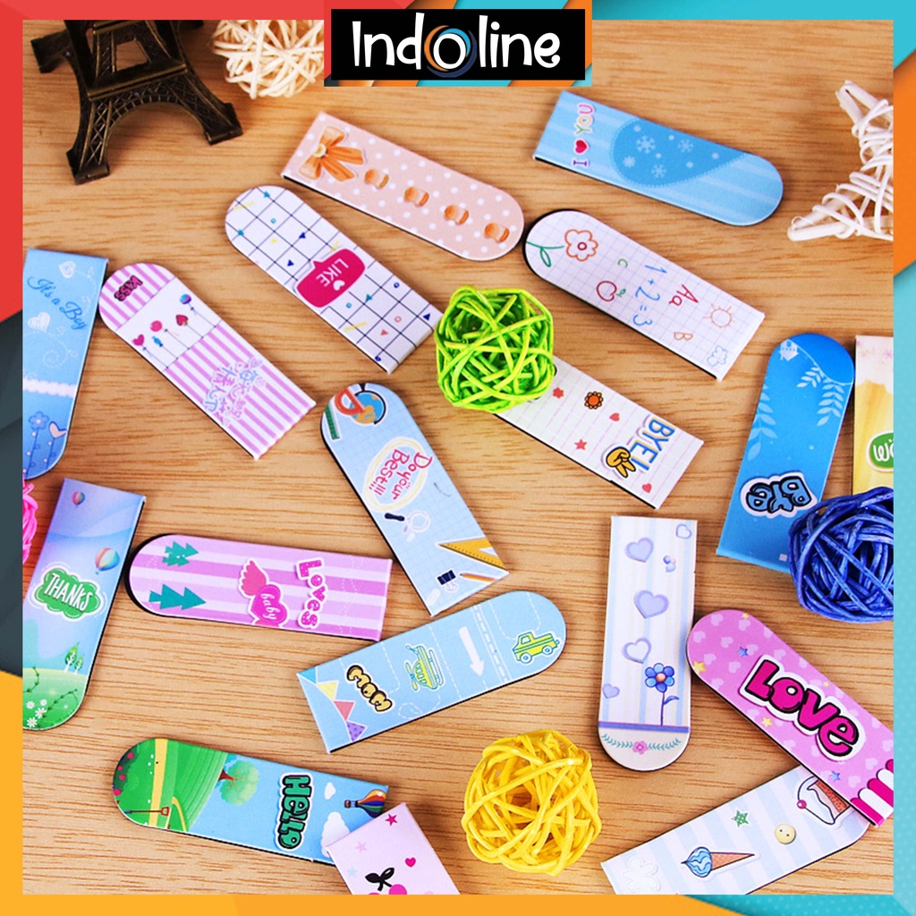 

✔️ Pembatas Buku Motif Cartoon Penanda Buku Magnet Bookmark Import COD
