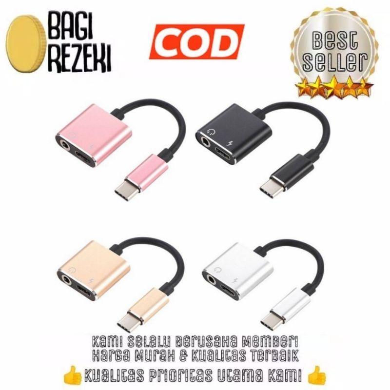 Konektor Kabel Audio Type C 2 in 1 / Splitter Kabel Audio Type C 2 in 1 Jack 3.5mm