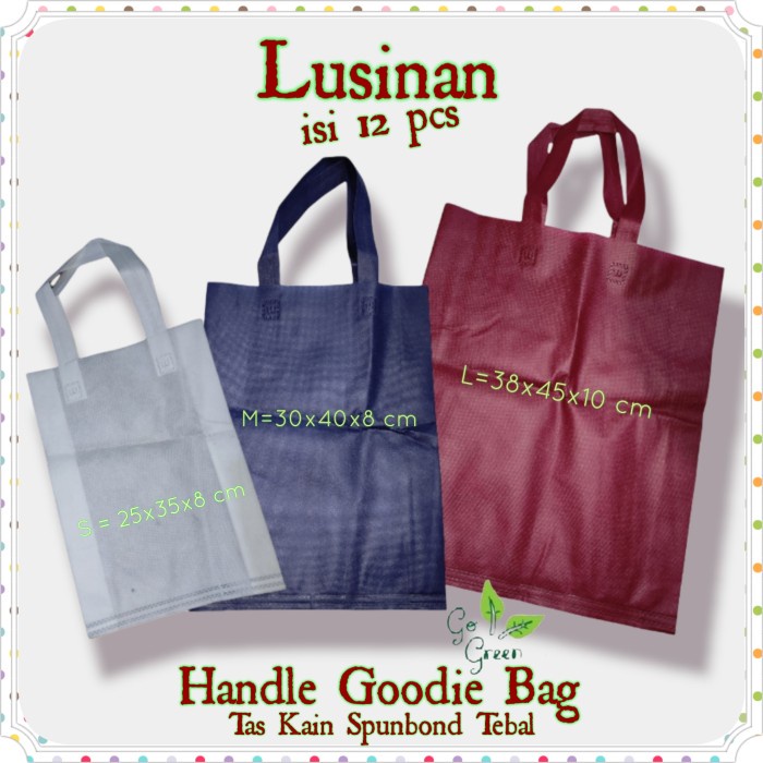 

PROMO 1 Lusin isi 12 pcs Tas / Kantong Kain Spunbond Lebaran Idul Fitri - HLS 25x35x8 cm, Tas Polos