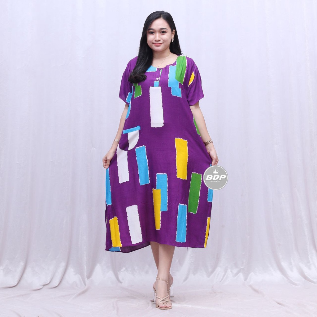Terbaru | Daster Chibi Daster Kimono Rayon Grade A Busui - Daster Wanita Lengan Pendek - Daster Kekinian - Baju Tidur Daster-alina purple
