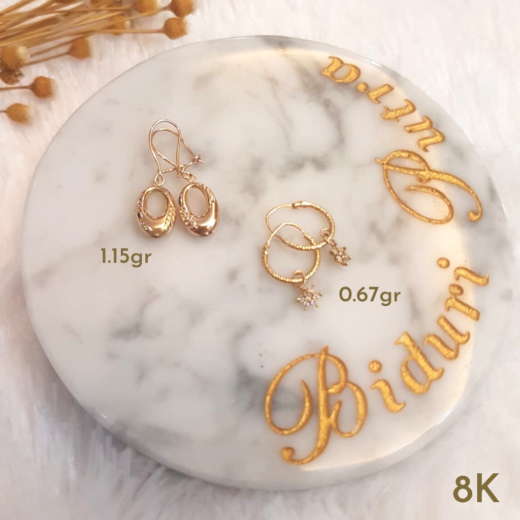 ANTING ELEGANT PERHIASAN EMAS ASLI KADAR 8K/375 toko emas biduri putra