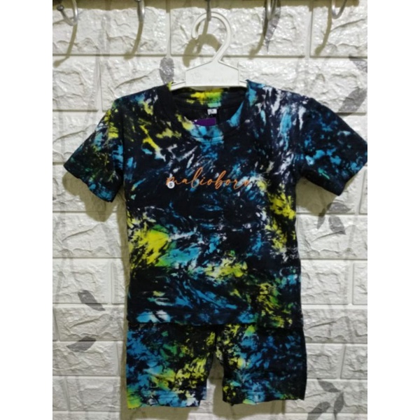 (COD)KAOS JOGJA SETELAN ANAK BATIK CELUP MERK CAPUNG BAHAN KATUN USIA 1-10 TAHUN