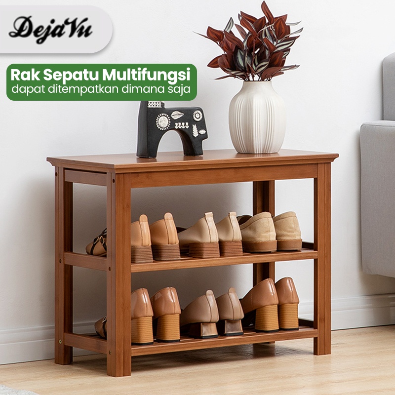 Dejavu Rak Sepatu Kayu Susun Tempat Sandal Rack Penyimpanan Serbaguna Rak Buku Bunga Hiasan HRS204