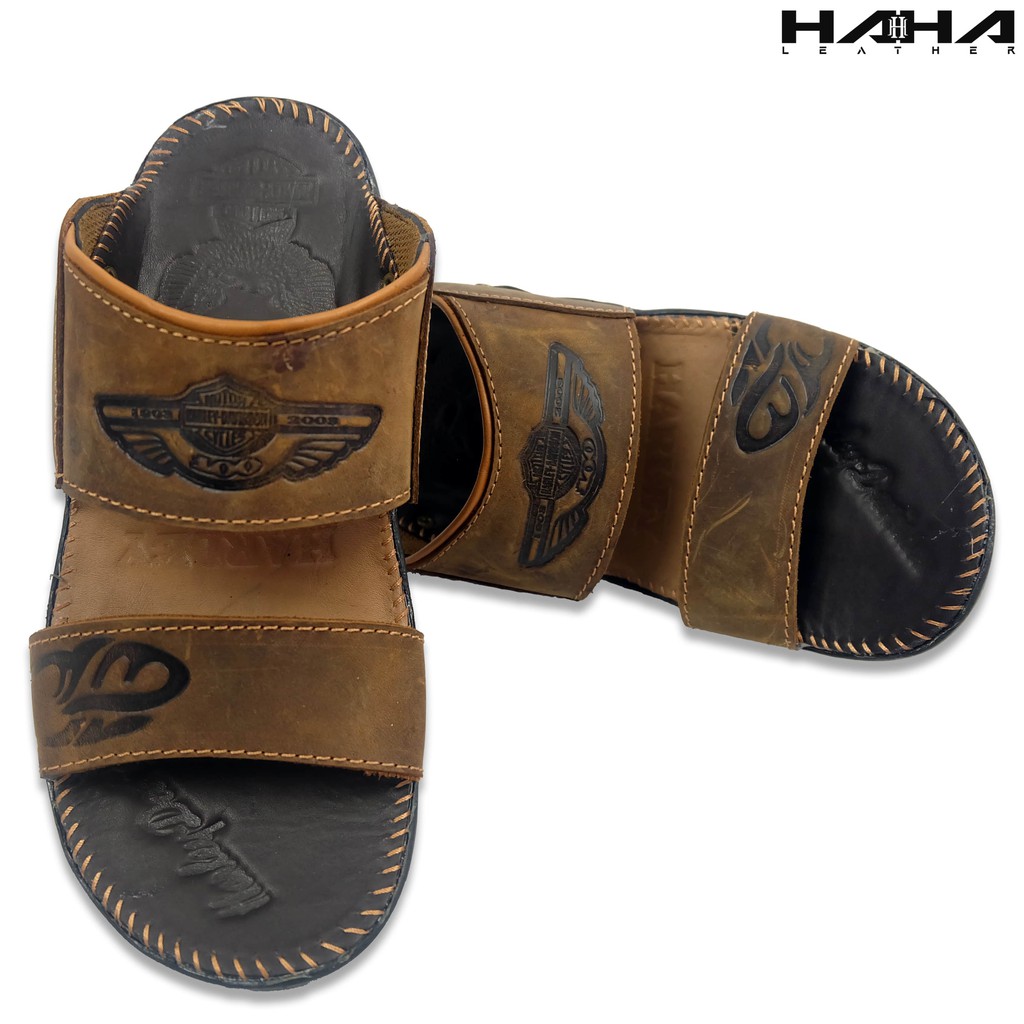 Sandal Slide SlHARLEY DV Sendal Selop japit Kuat bahan Kulit sapi Asli genuine leather Pria Cowok