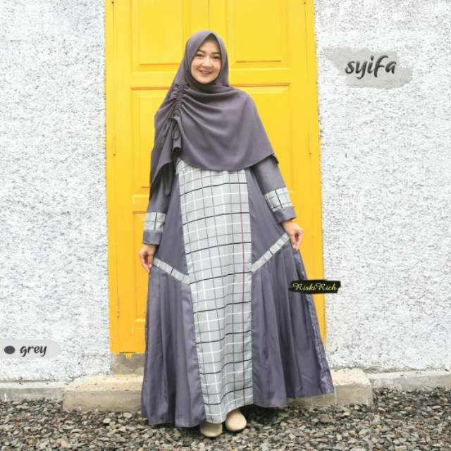 Gamis Syifa grey size L ori by riskirich/gamis toyobo/ gamis riskirich/gamis terbaru