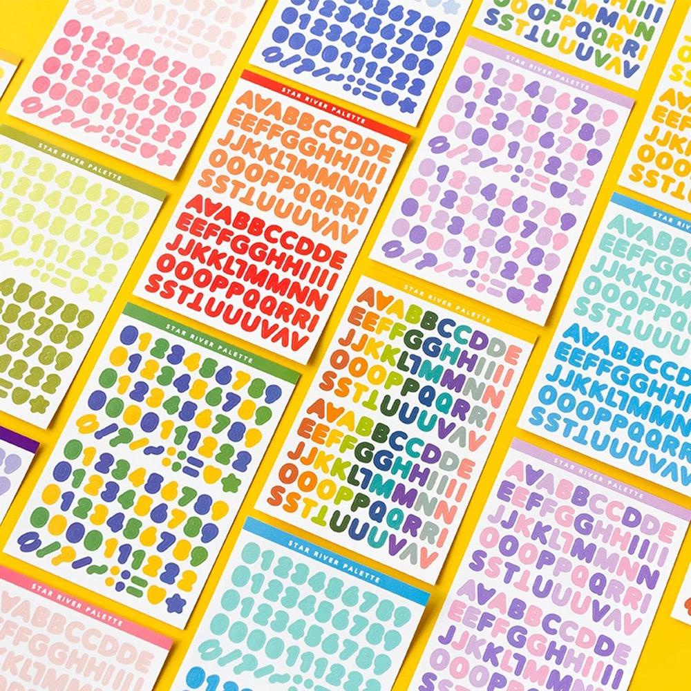 Stiker Huruf Agustina Alat Tulis Notebook Sticker DIY Colorful Planner 6lembar Stiker Alfabet