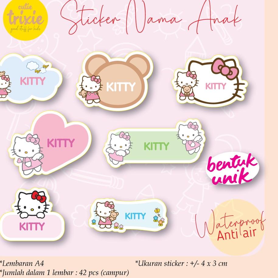 

POPULER Sticker Label Nama Anak Waterproof Hellokitty^^