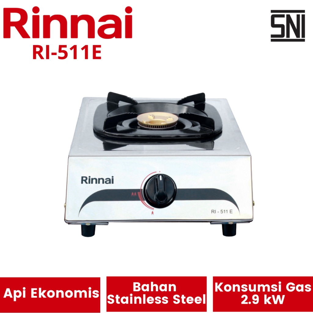 Kompor Gas 1 Tungku Rinnai RI-511E RI-511T RI-201S  RI-301S | Kompor LPG Rinai Riinai RI 511 201 301