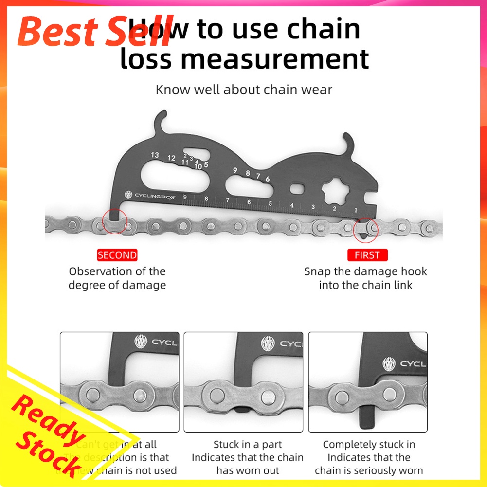 CYCLINGBOX MTB Bike Chain Wear Checker Caliper Chains Measuring Rulers