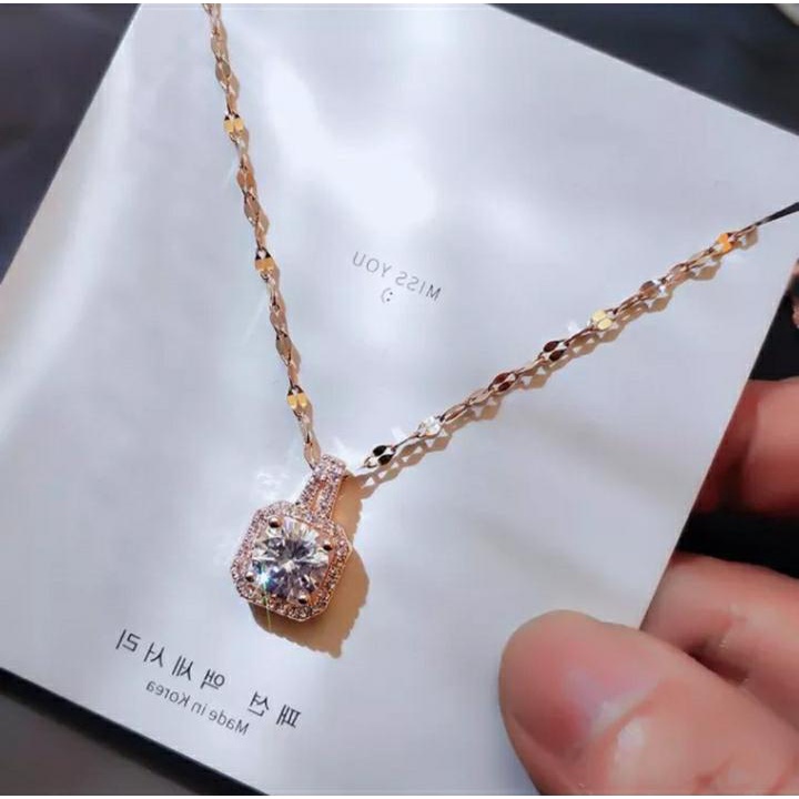 Kalung Titanium Permata Mutiara Wanita Style Korea