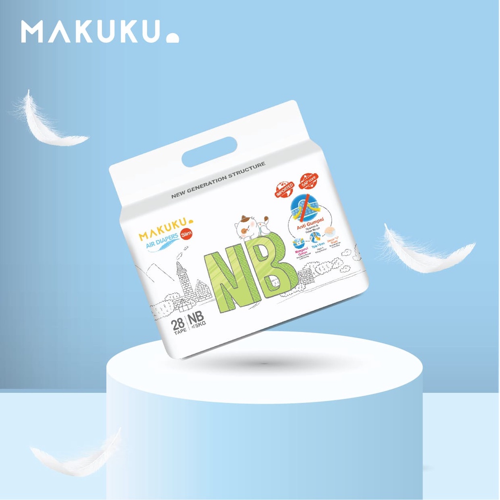 NEW! Popok Makuku Air Diapers SLIM Tape NB28 (&lt;5kg)