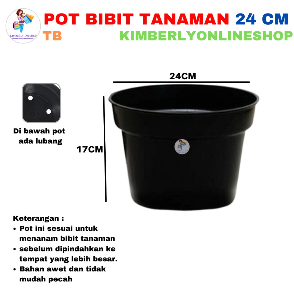 Kimberlyonshop Pot Bibit Hitam 24 Cm TB