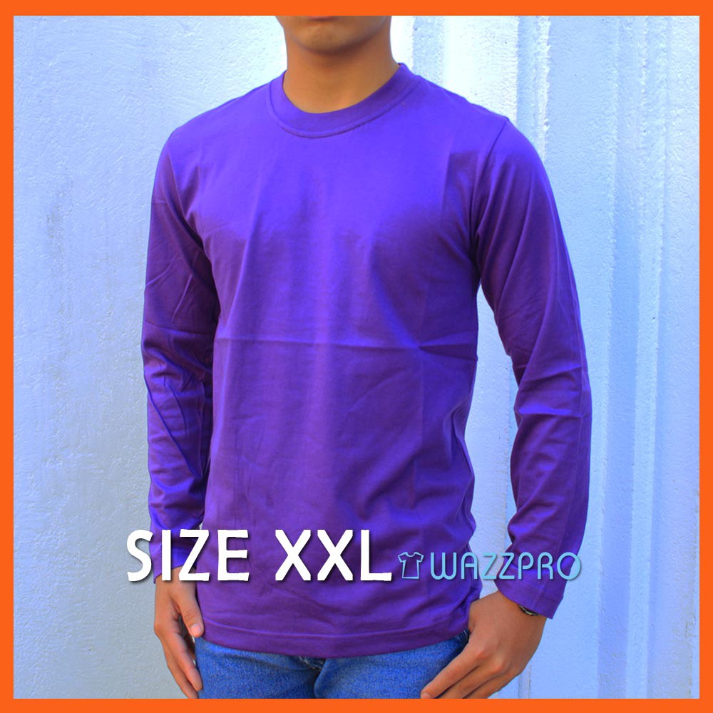 XXL Kaos Polos Distro Pria Wanita Cotton Combed 30s Lengan Panjang Ungu / Baju Polos Cowok XXL
