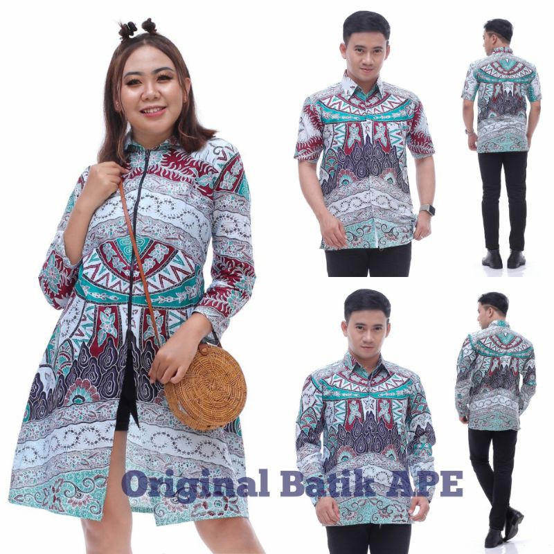 MAURA COUPLE - SANIA RUFFLE BATIK HALUS PRIMA MASRIS EXCLUSIVE ATASAN TUNIK ZIPER SOGAN MODERN MURAH