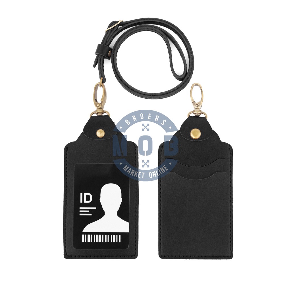 

HOLDER NAME TAG QUICK ID CARD HOLDER KULIT SOUVENIR ID TANDA PENGENAL ALAT KANTOR HITAM
