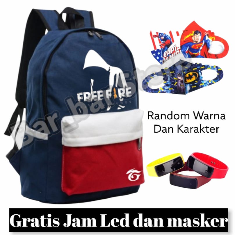 Tas anak 3 in 1 - tas ransel anak terbaru - tas sekolah anak SD - tas anak laki BONUS JAM LED dan MASKER - tas anak mobile legend