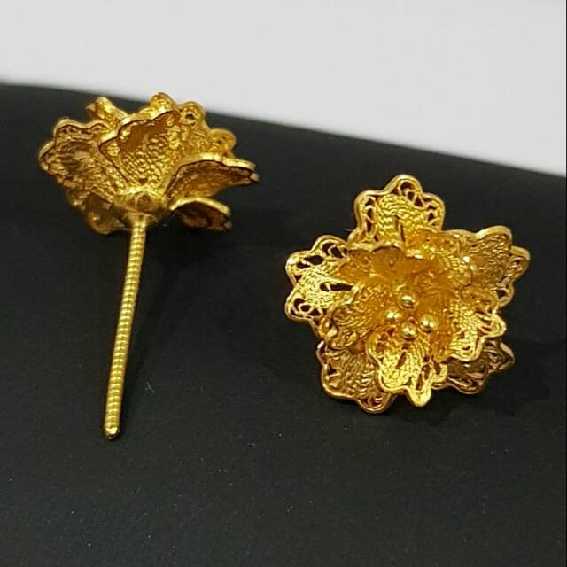 anting emas  asli kadar  875 bunga kendari  Shopee Indonesia