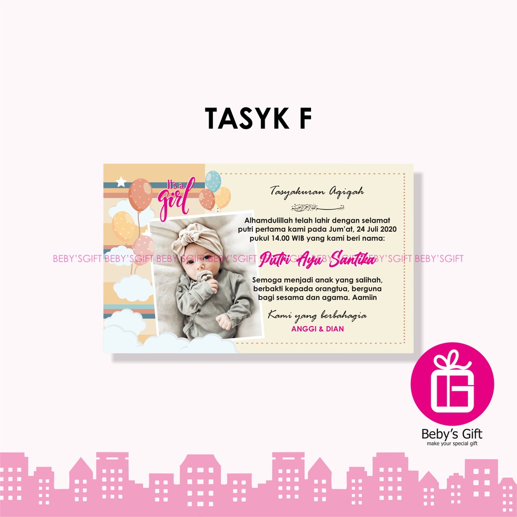 Kartu Box Nasi Tasyakuran Kelahiran Bayi Aqiqah Anak Selapanan Khitan-TASYK F