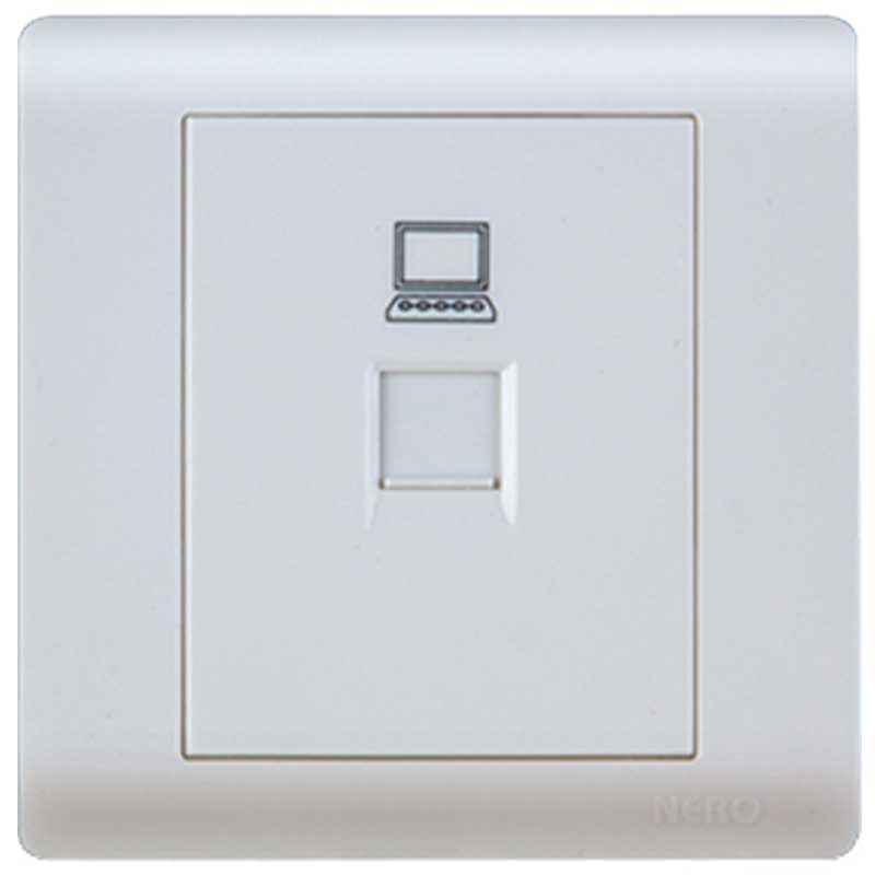 CASA F16PC - White 1 Gang Data Outlet CAT5e with Shutter NERO