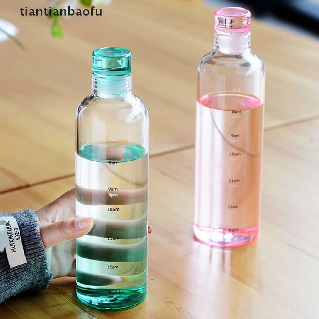 Botol Kaca Kapasitas Besar 500 / 650ml Dengan Penanda Waktu Untuk Minuman