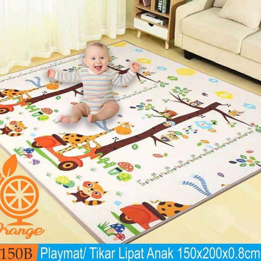 Playmate Tebal Karpet Lipat Playmat Bayi Karpet Bayi Tikar Lipat Foam Matras Anak 200 X 180 X 0.5 Cm -Wonderdekorasi