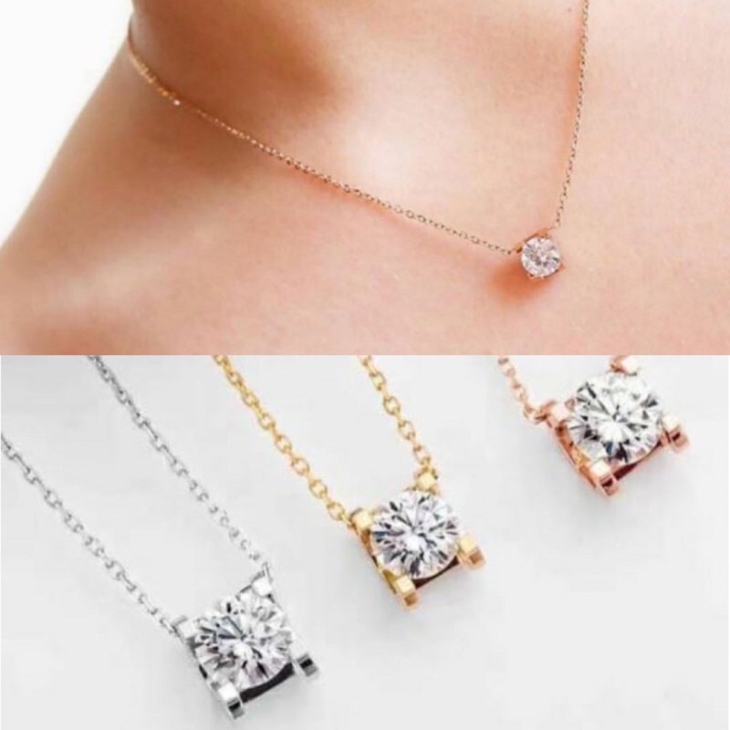 TERMURAH!!! Kalung &amp; Anting Solitaire Diamond Mata Satu Titanium