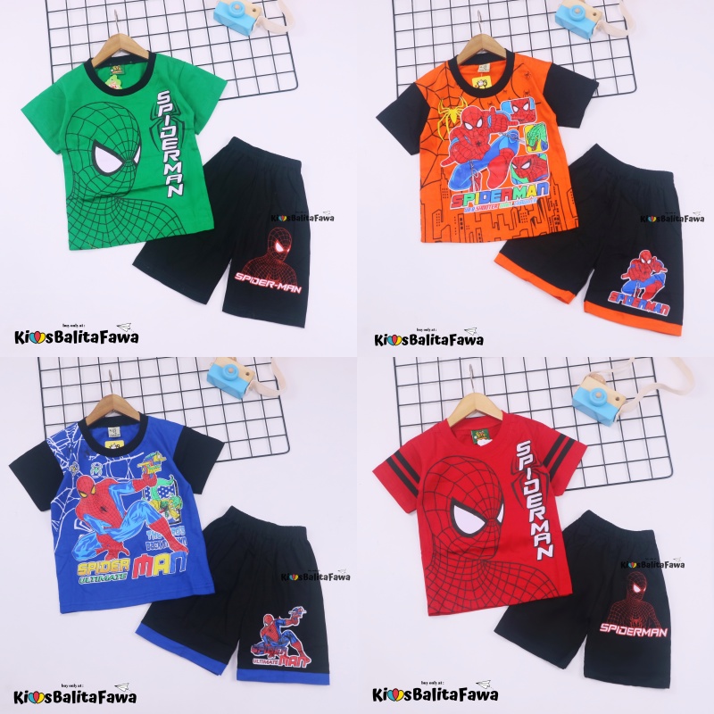 Setelan Pendek SuperHero Uk 9-10 Tahun / Kaos Murah Anak Laki Cowok Celana Pendek Baju Karakter