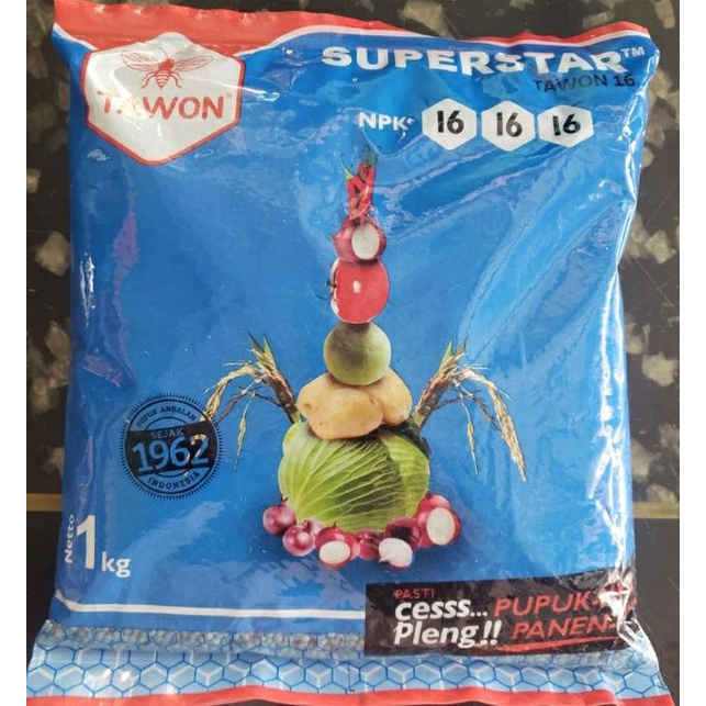 PUPUK NPK MUTIARA BIRU 1KG "CAP TAWON" NPK 16-16-16