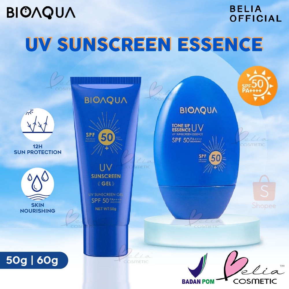 ❤ BELIA ❤ BIOAQUA UV Sunscreen Essence SPF 50 PA++++ Brightening | Tone Up 60g | Sunscreen Gel 50g | Sunblock | BPOM