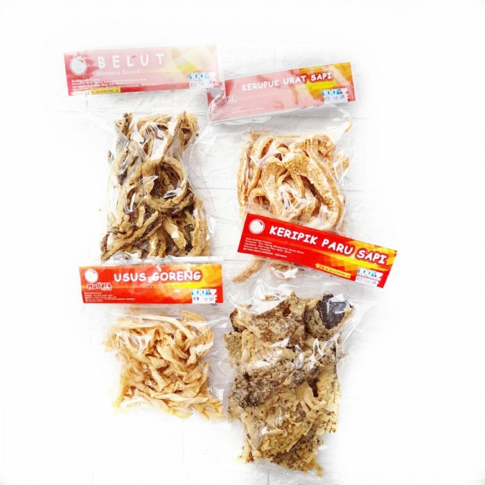

Snack Paket Aneka Lauk Crispy Oleh Khas Bandung Paru,Belut,Usus Gurih