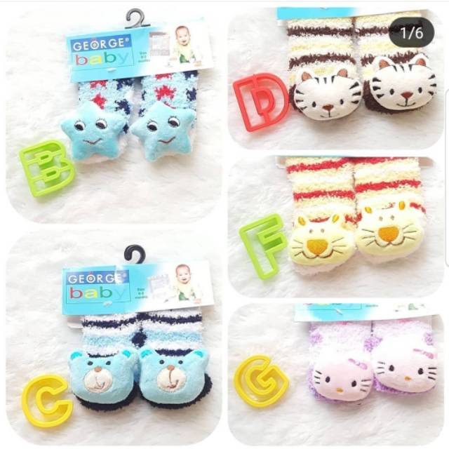 Kaos kaki boneka rattle bunyi george baby