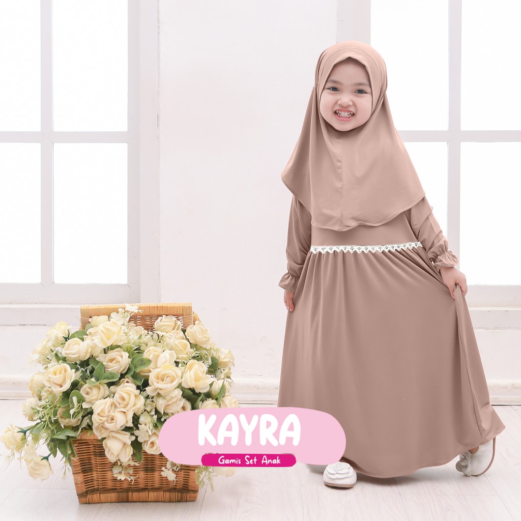 Baju Gamis Bayi Perempuan 0-3 tahun Pakaian Muslim Anak Free Jilbab Dress Lebaran