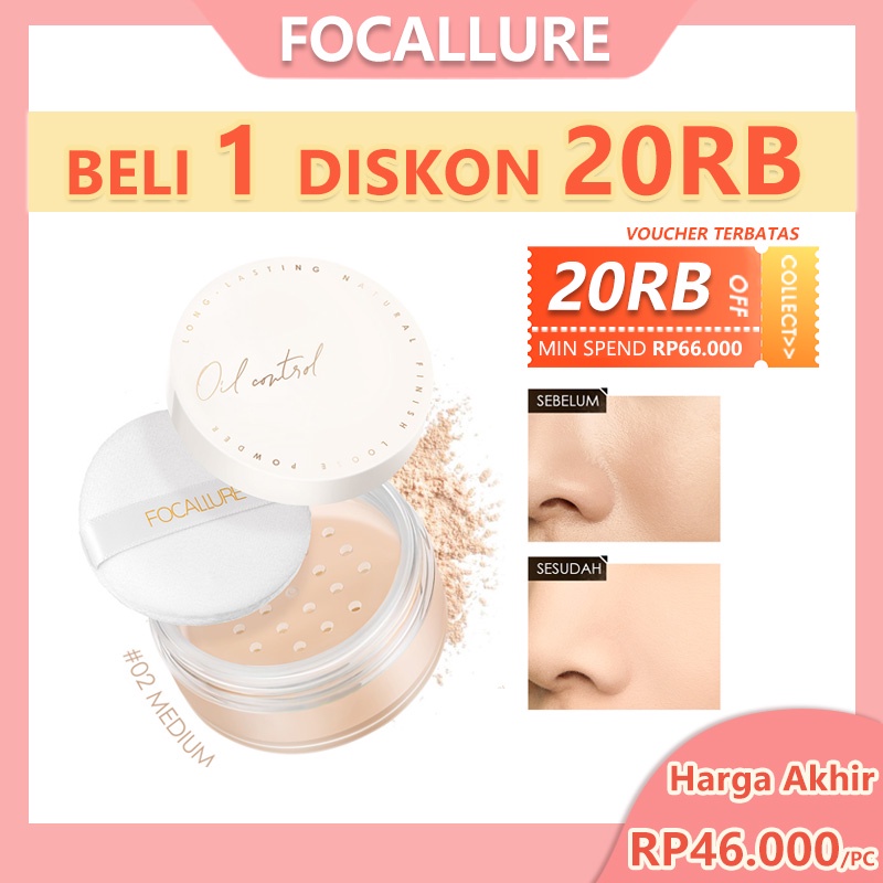 Focallure PerfectBase Oil-Control Bedak Natural Loose Powder Non-Cakey Silky Smooth Setting Powder Face Powder