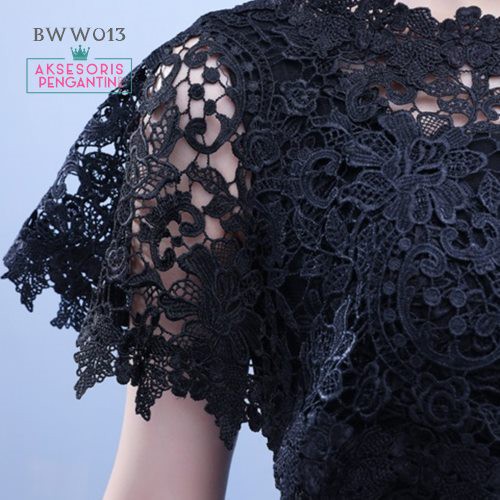 [PRODUK TERLARIS] AKSESORIS PENGANTIN LACE BOLERO PESTA BROKAT KOREA HITAM BWW013