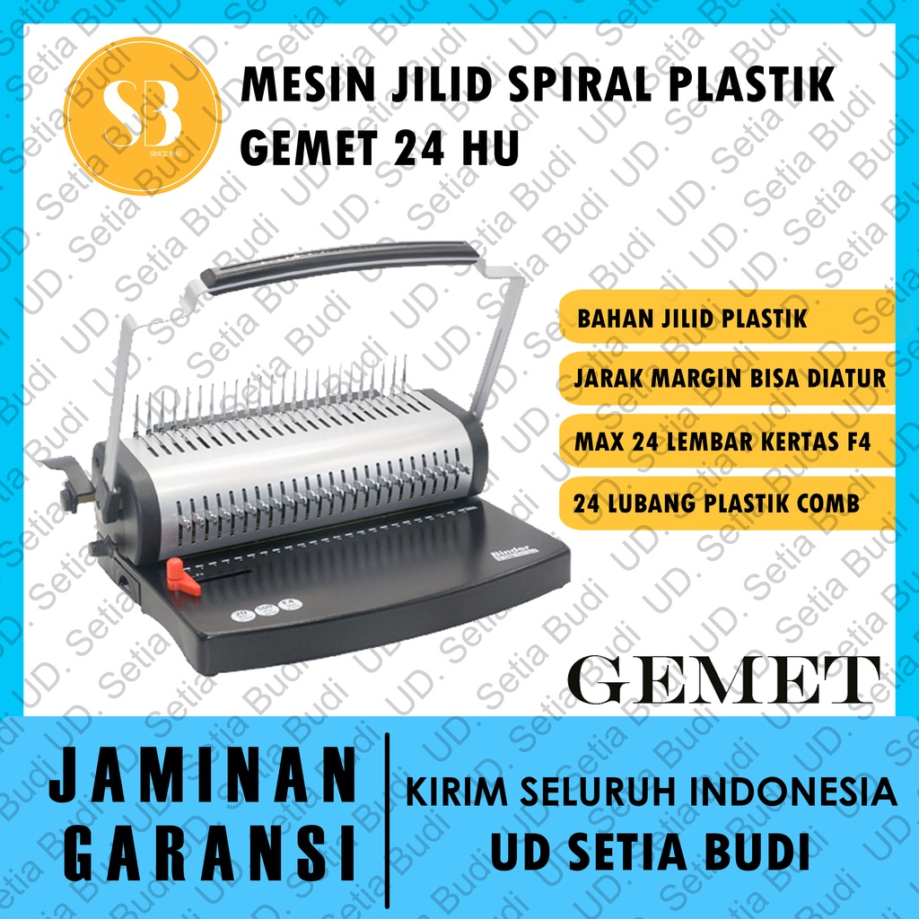 Mesin Jilid Spiral Plastik Gemet 24HU / 24 HU Asli dan Bergaransi