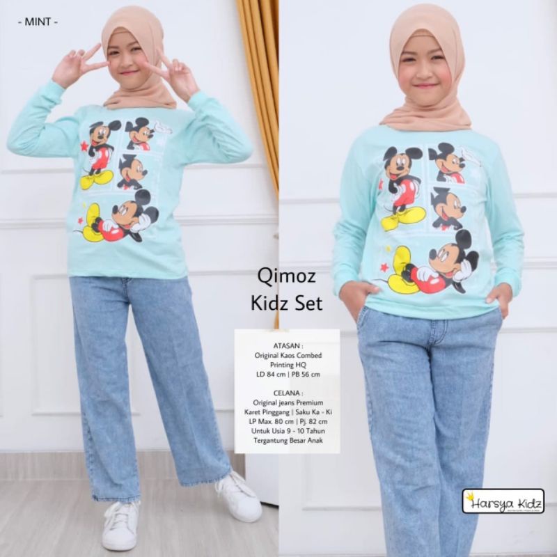 QIMOZ set jeans kaos anak perempuan usia 9 10 tahun by Harsya Kids