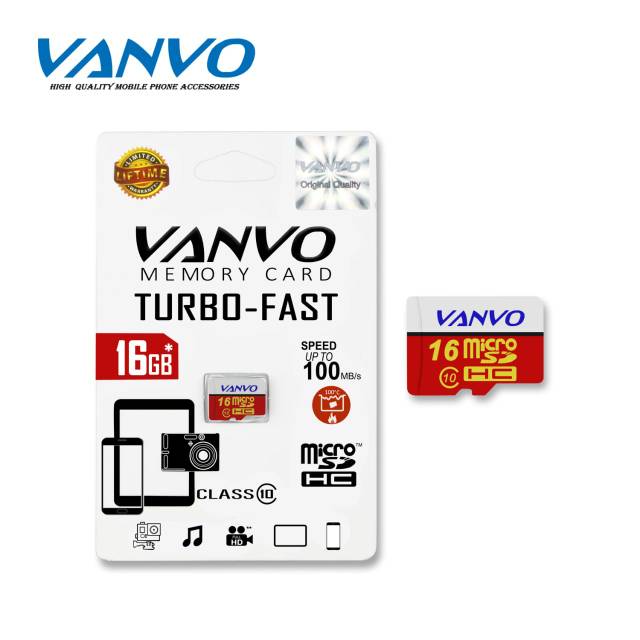 VANVO MEMORY CARD 16GB MICRO SDHC KARTU MEMORI 16GB CLASS 10 GARANSI LIFETIME